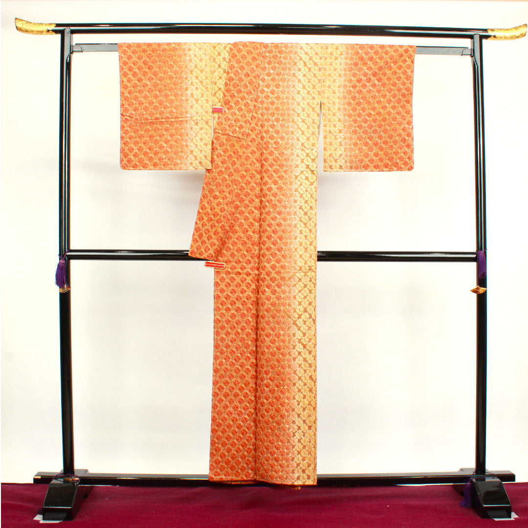 小紋 身丈154.5cm 裄丈61.5cm 袷  絞り 抽象模様  正絹 Sランク グラデ 1115003252299