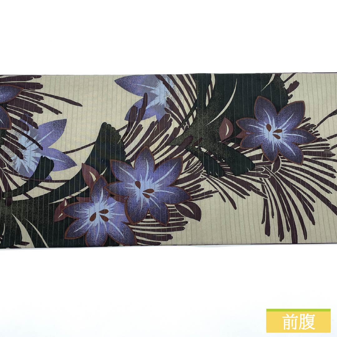 （京袋帯）名古屋帯 ポリエステル Sランク 絹鼠色（きぬねずいろ） 京袋帯 染め帯 洋花 帯丈364cm 全通 カジュアル グレー系 1124010922322 開き仕立て