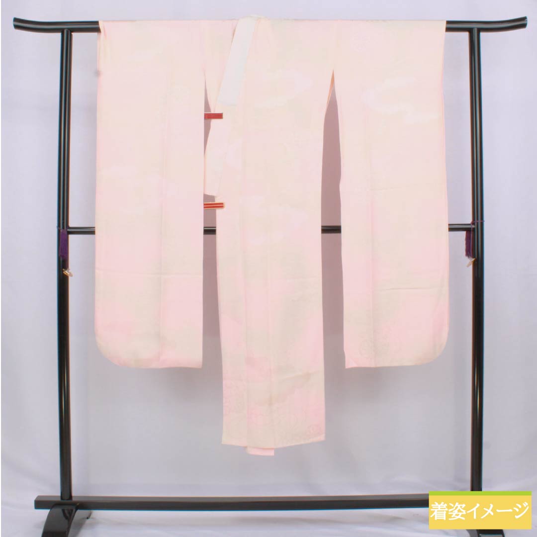 Nagajuban Silk A-rank Length 130.5cm Sleeve-to-sleeve 68cm Lined Akebono-iro Auspicious pattern Blurred dye Pink-dominant 1129000803313