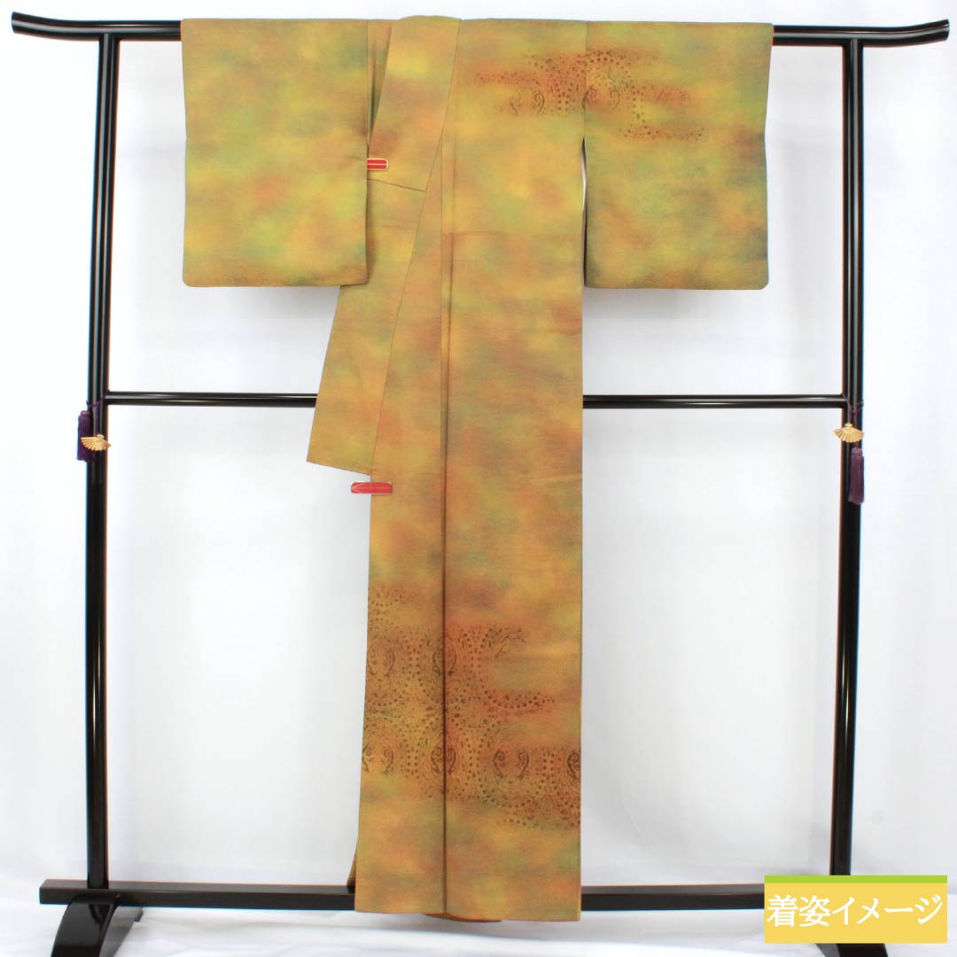Silk Hōmongi, Rank A, Lined, Length 156cm, Sleeve-to-Sleeve 58.5cm, Bokeh-dyed, Abstract Pattern, Tsukesage, Gradation, 1112007563399