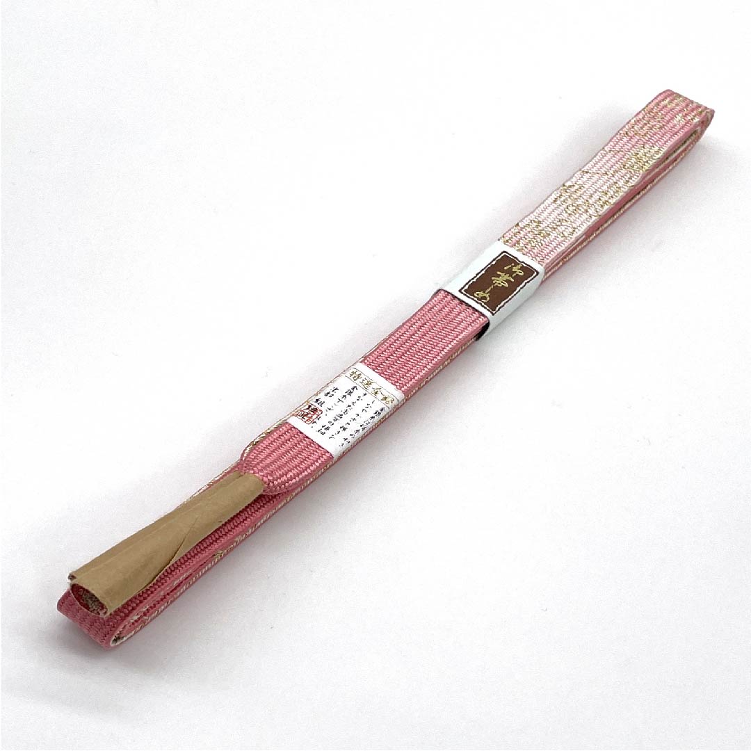 (New old stock) Obijime (belt tying) Pure silk, quarter-length string, pinkish red, metallic thread used, specially selected gold and silver thread, new old stock, length approx. 159cm, width approx. 1.5cm, semi-formal, S rank, pink, 1135002812313
