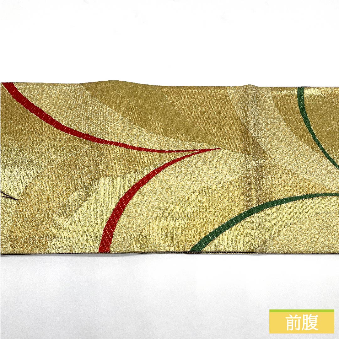 Fukuro Obi, Pure Silk, Gold, Abstract Pattern, Length 462cm, S Rank, Six-way, Formal, Gold-based, 1123011522421