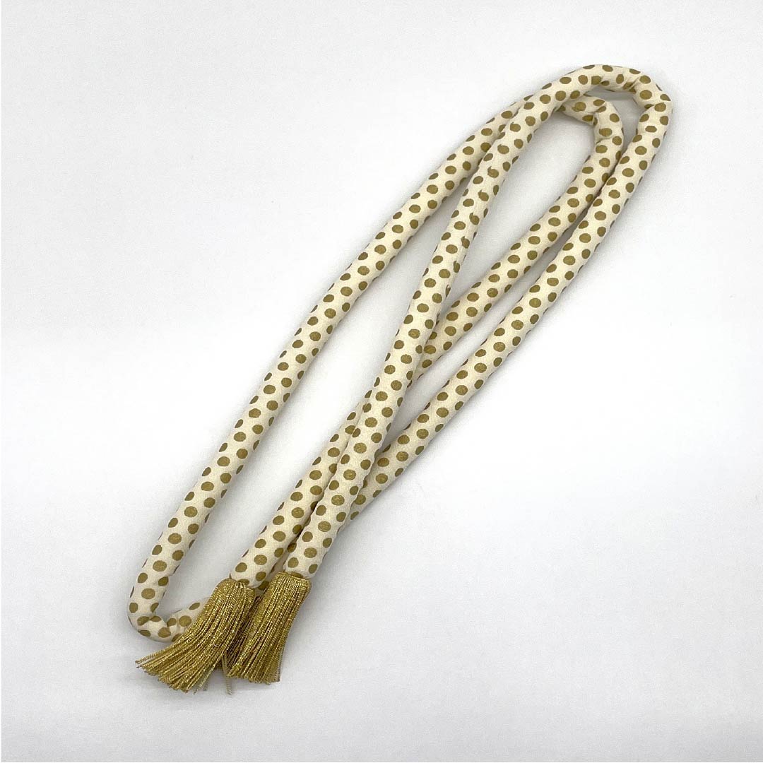 S-Rank Milky White Obijime (Sash Band) for Furisode Kimono, Round Hook, Dot Pattern, Approx. 176cm Long, Approx. 1.7cm Wide, Formal, Cream-Colored, Product Number: 1135004192415