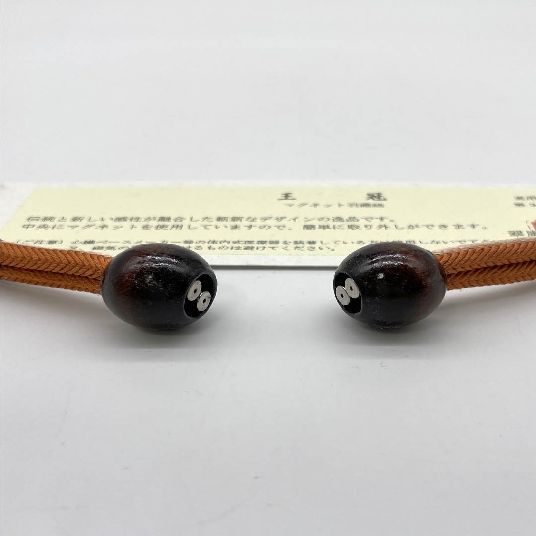 Haori cord, pure silk, new rank, casual, dark persimmon color (koigakiiro) or light color (usunikuiro), by Suiran Kobo, unparalleled type, wood, magnet, brown, product number 1121000031914