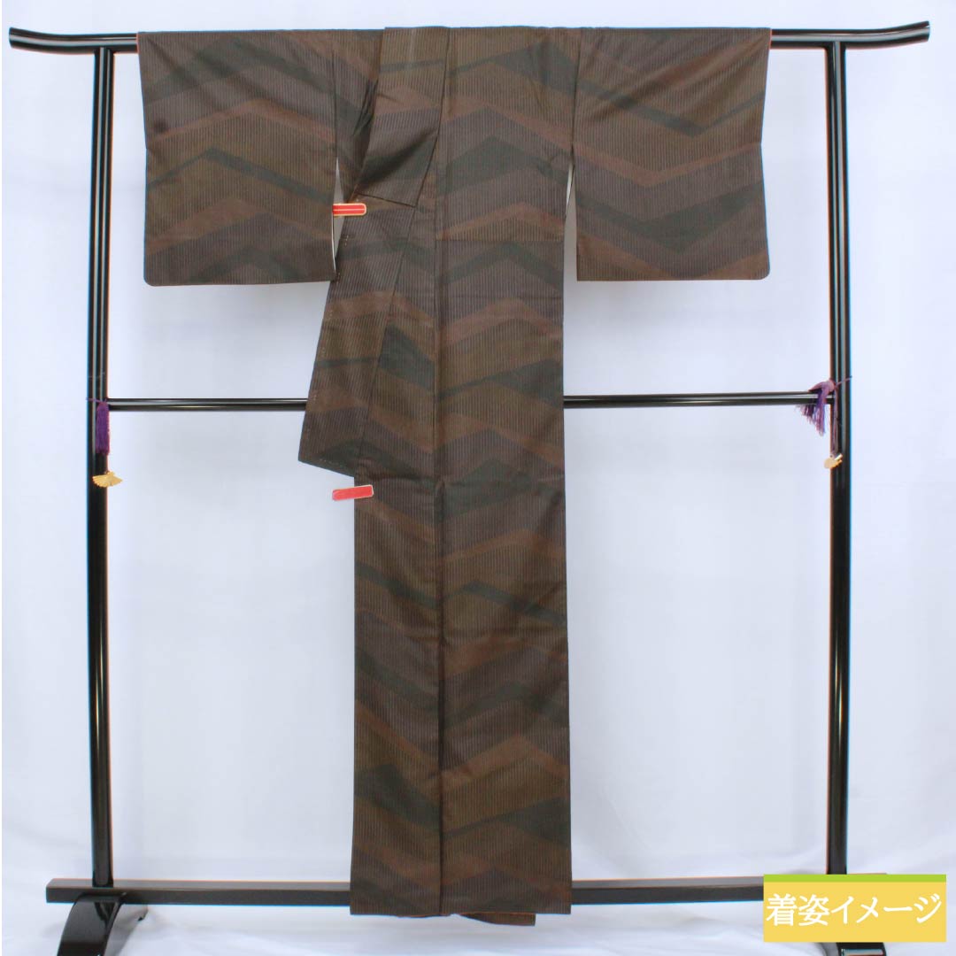 Komon (small pattern) silk, A-rank, length 157.5cm, sleeve length 64.5cm, lined, abstract pattern, black, 1115006413310