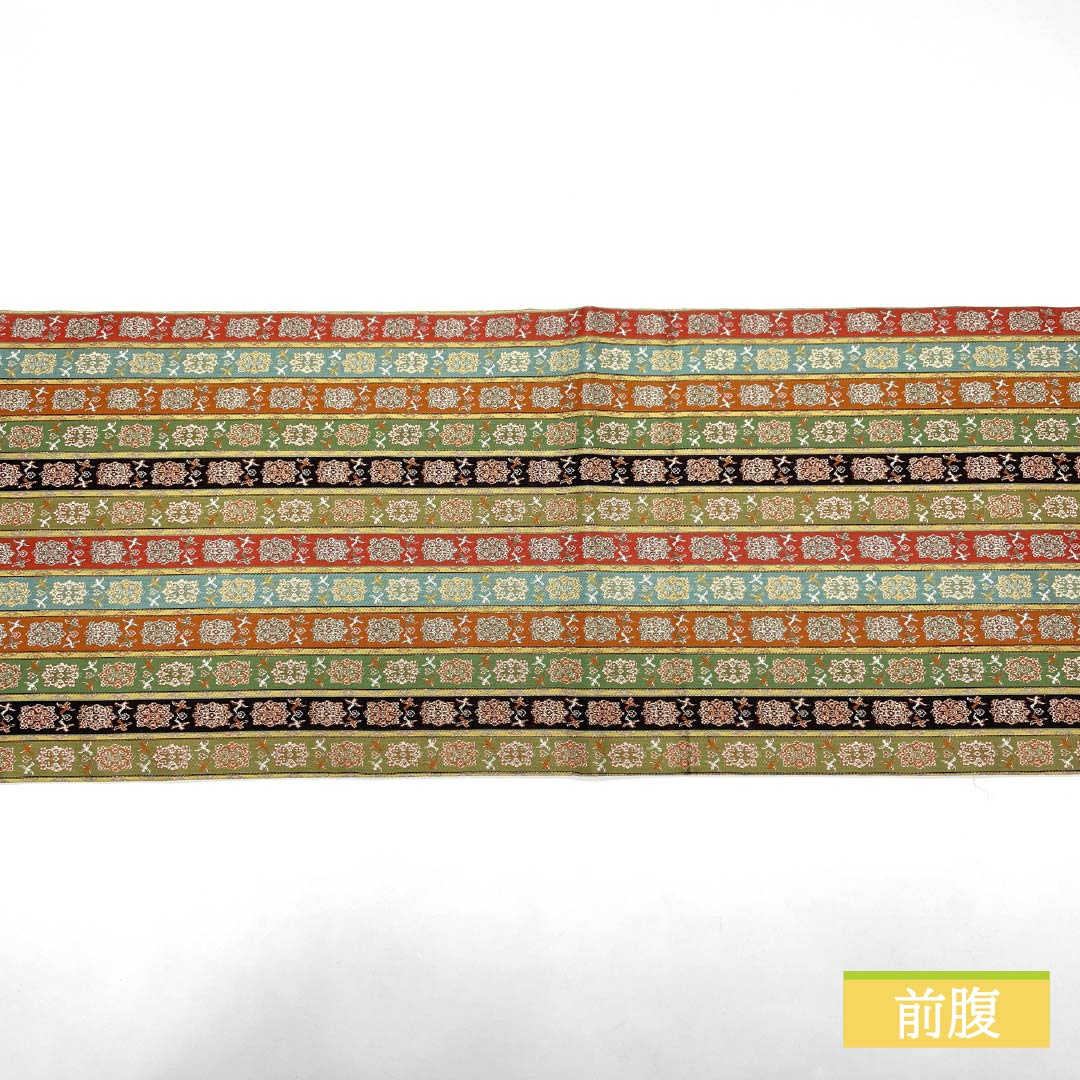 名古屋帯 正絹 龍村美術織物 唐花雙鳥長斑錦模様 帯丈350cm Sランク 全通 セミフォーマル グラデーション系 1124007142399 開き仕立て