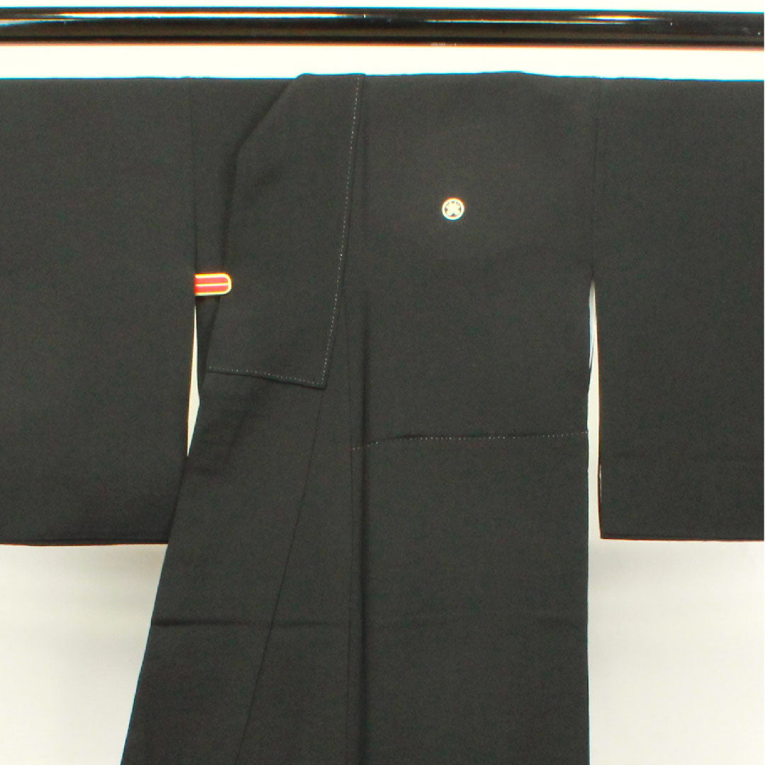 Black Tomesode, Length 158cm, Sleeve Length 63.5cm, Awase, Kyoto Yuzen, Landscape Pattern, Circle with Different Arrows, Pure Silk, A Rank, Five Crests, Black, 1111000833310