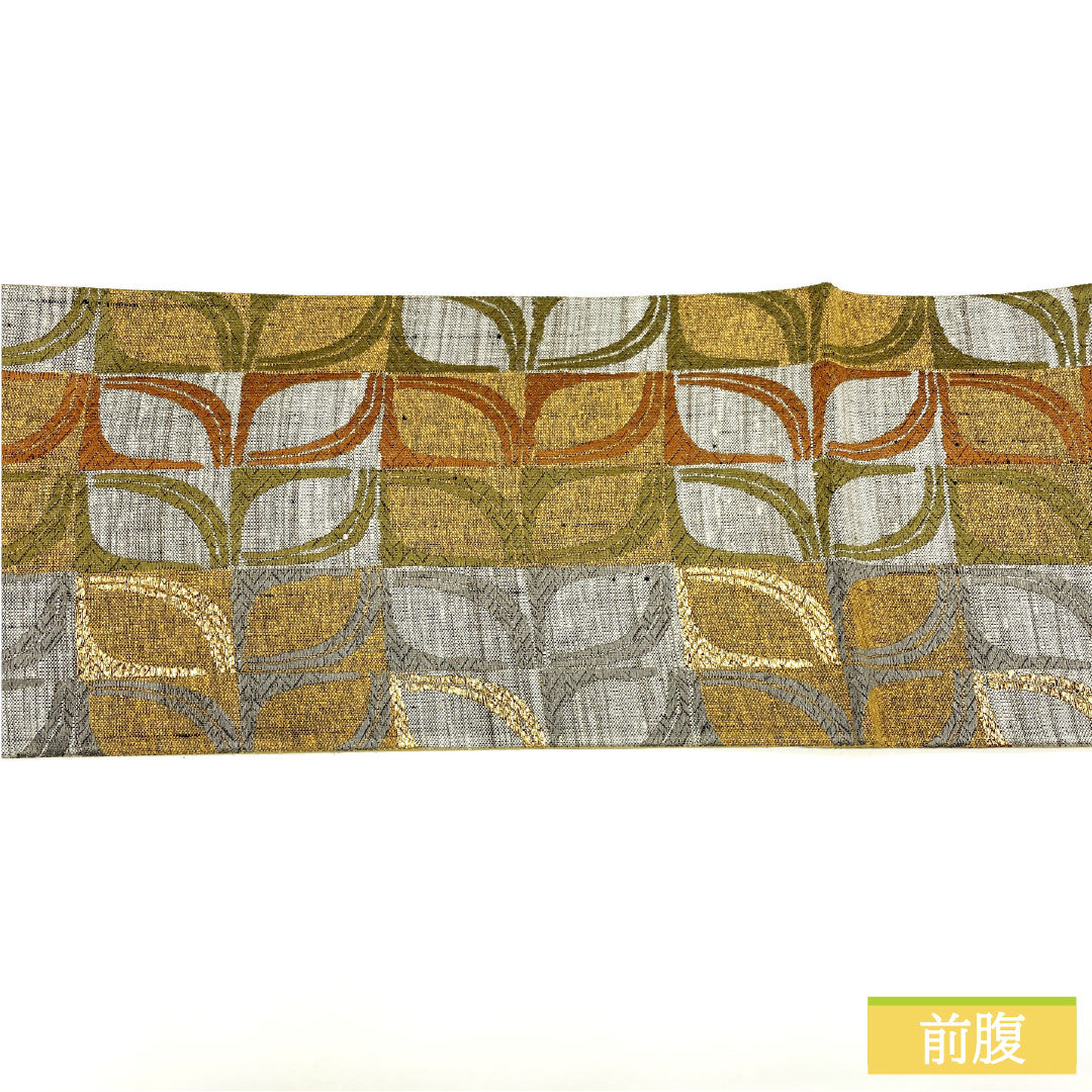 Fukuro Obi (Sash), Pure Silk, S-Rank, Tsumugi Fabric, Abstract Pattern, Length 478cm, Six-Ply, Casual, Brown, Item Number 1123016672414