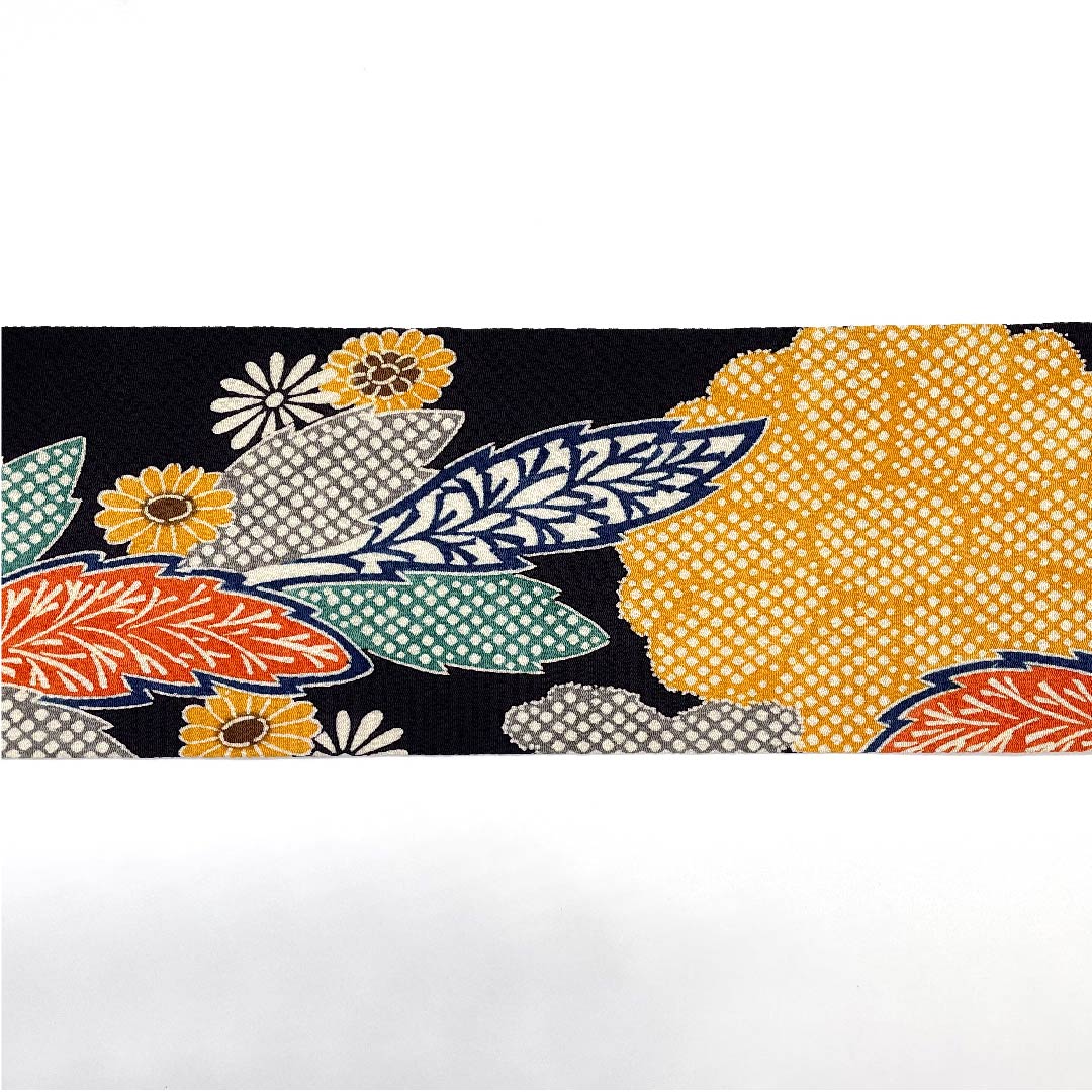 名古屋帯 紫黒色 京紅型 栗山工房 花柄 帯丈372cm 正絹 Sランク ポイント柄 カジュアル 紫系 1124005222320  名古屋仕立て