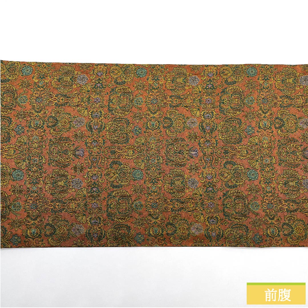 名古屋帯 樺色 正倉院模様 萬葉 帯丈360cm 正絹 Sランク 全通 カジュアル 茶系 1124005492314  開き仕立て