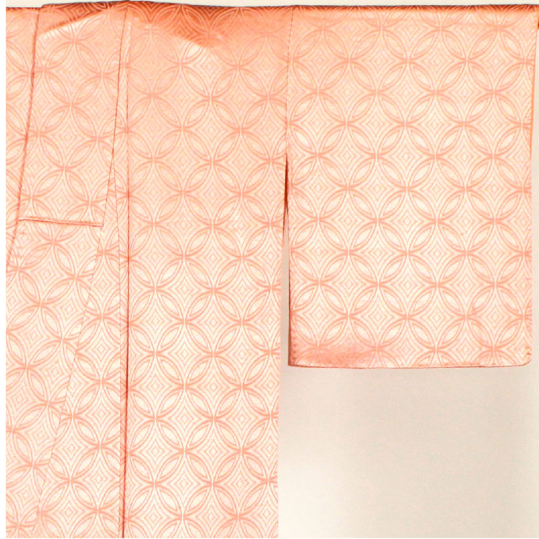 Solid color, Shippo pattern, Length 156.5cm, Sleeve length 63cm, Lined, Pure silk, S rank, Pink, 1114000332313