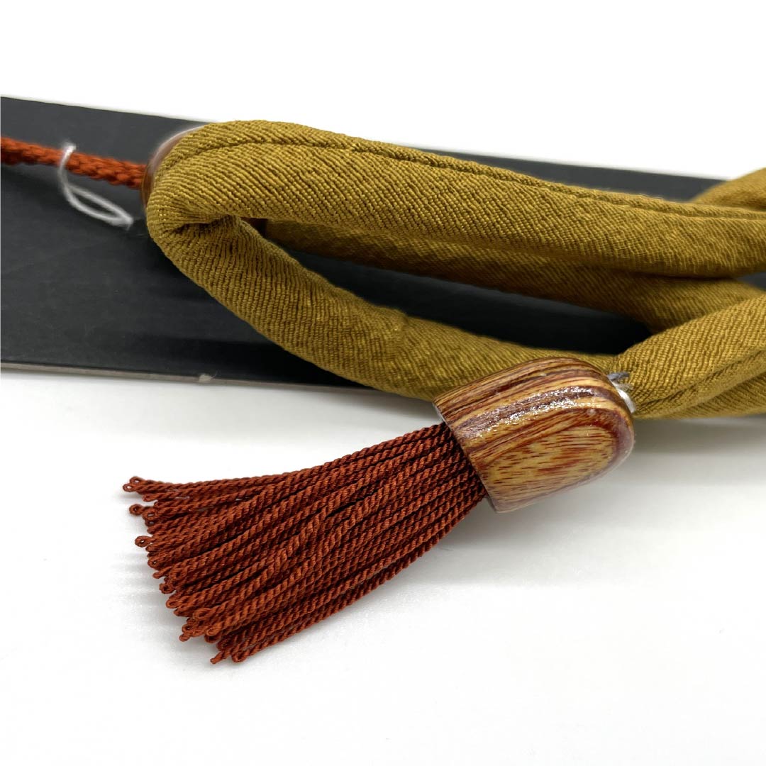 Haori cord, pure silk, new rank, casual, gold soot bamboo color, twisted tassel, moro rope knot, bow knot, round hook, brown, 1121000071914