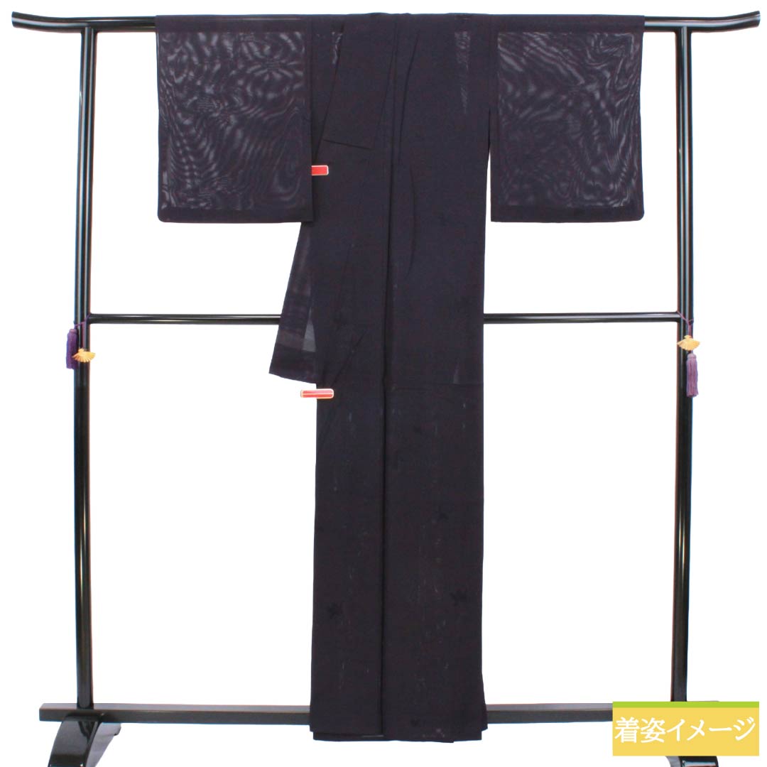 Summer Item Pure Silk Iromuji S Rank Length 159.5cm Sleeve Length 63.5cm Kachiiro (Dark Blue) Flowing Water Grass Blades Mon-Ro Ro Navy 1132003702318