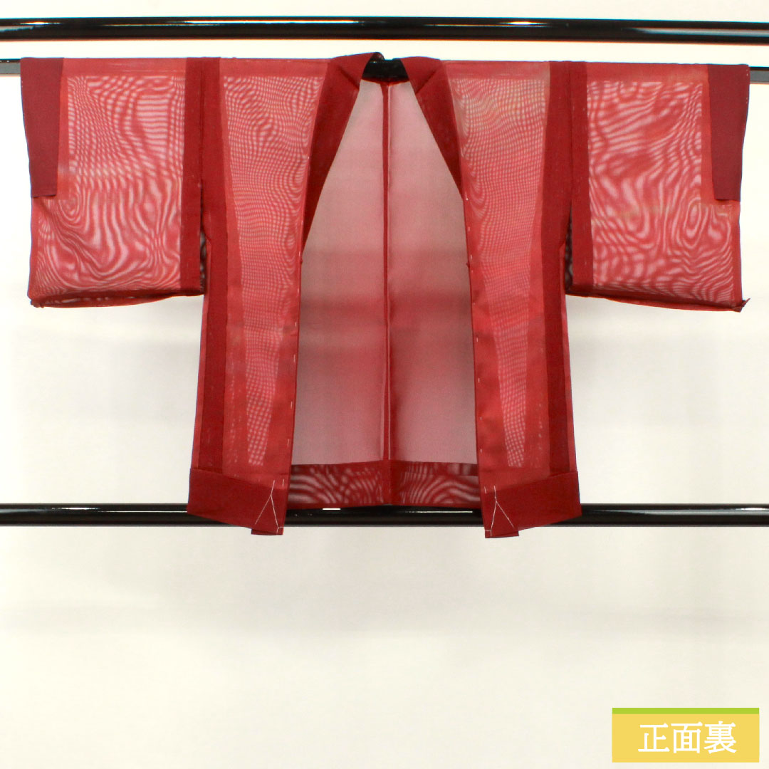 羽織 正絹 身丈76.5cm 裄丈60.5cm 臙脂色（えんじいろ） 夏物 しつけ糸付き 未使用品 Sランク 紗 赤系 1117001002912