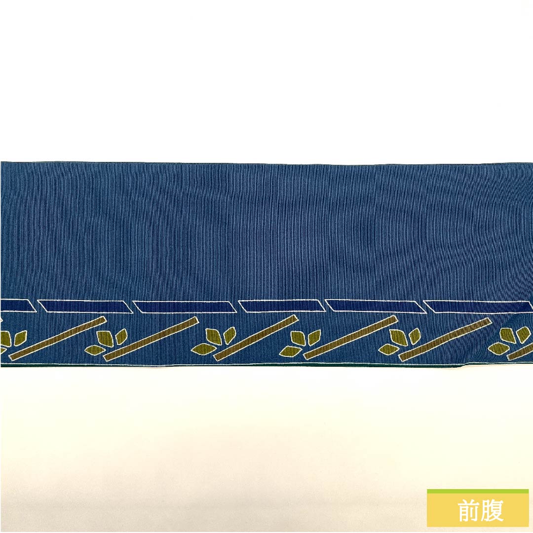 Nagoya Obi, Gosu-iro (Gosu color) Dyed Obi, Abstract Floral Pattern, Abstract Plant Pattern, Obi Length 345cm, Pure Silk, S Rank, Full Length, Casual, Navy Blue, 1124006132318, Nagoya Made
