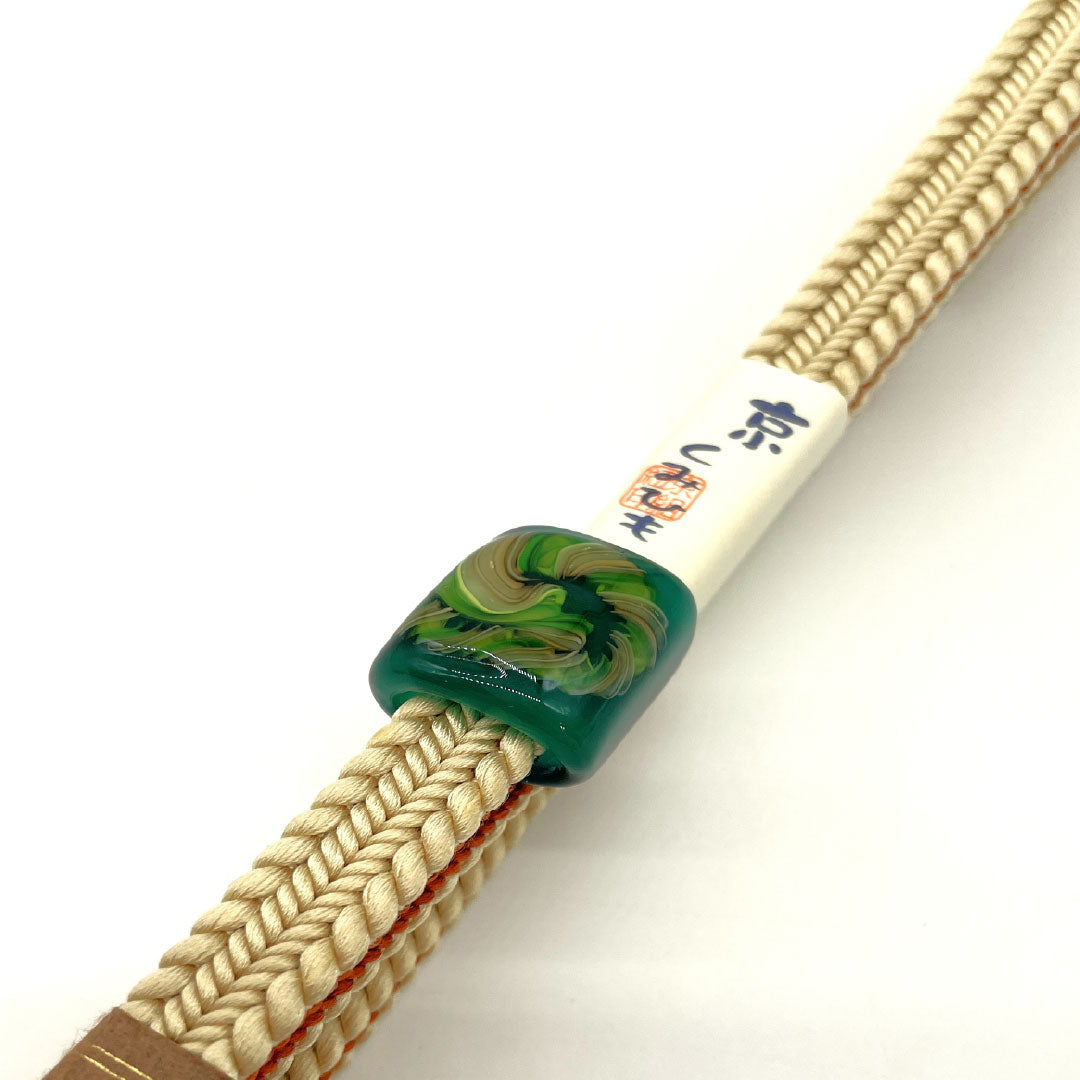 (Brand New) Pure Silk Obi-jime (Sash Band) - New Rank, Quarter-length Cord, Torinoko (Torinoko) or Taishai (Orange) Colors, Includes Obi-dome and Glass Beads, Approx. 163cm Long, Approx. 1.2cm Wide, Casual, Beige, Item Number: 1135005231325