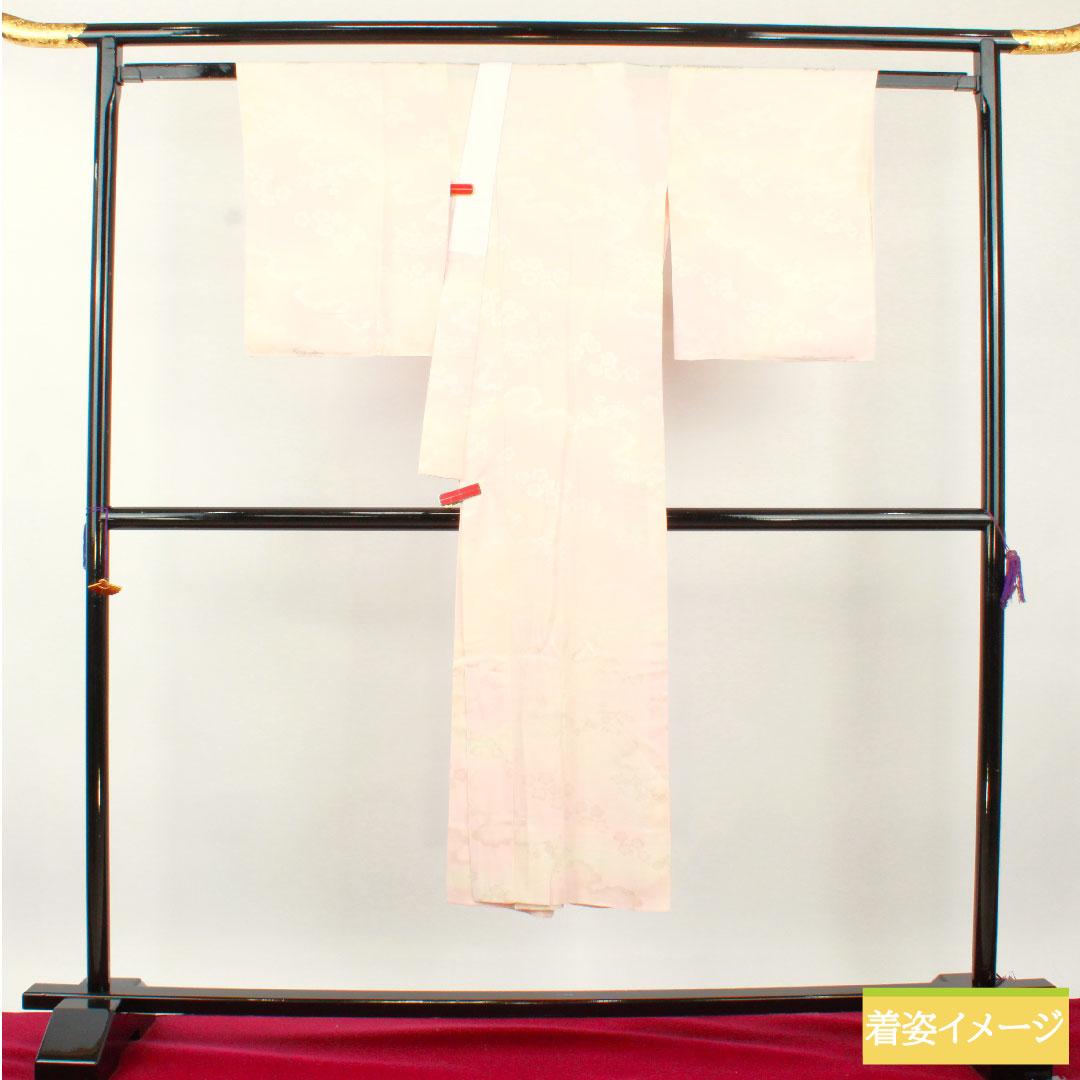 長襦袢 正絹 身丈140.5cm 裄丈69.5cm 単衣 曙色（あけぼのいろ） ぼかし染 吉祥文様 Aランク ピンク系 1129000683513