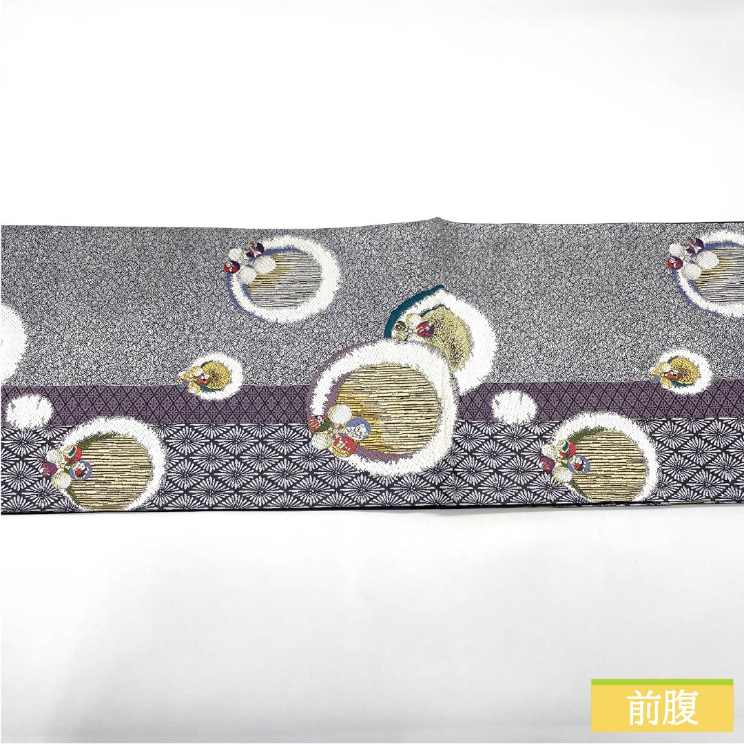 Formal silver-colored obi, pure silk, S-rank, silver-stained, silver-patterned, with a plum blossom design, suitable for formal kimono (tomesode), length 454cm, six-fold hem, 1123015962422
