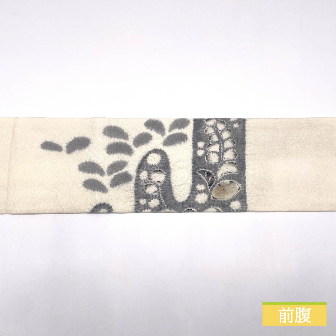 名古屋帯 乳白色色（にゅうはくしょくいろ） 作家物 辻ヶ花 帯丈357cm 正絹 Bランク ポイント柄 セミフォーマル 白系 1124008384311 名古屋仕立て