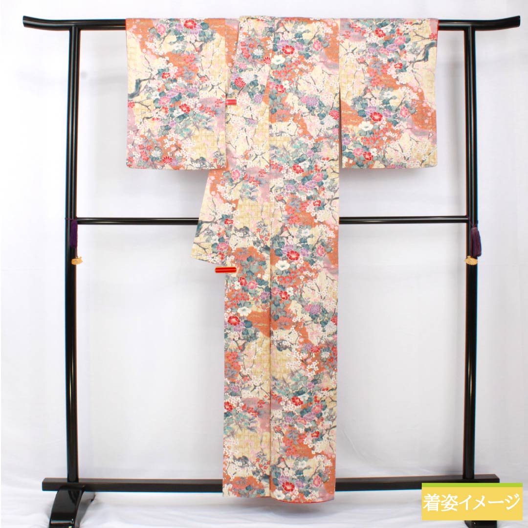 小紋 正絹 身丈159cm 裄丈62.5cm 袷 京友禅 古典柄 Sランク グラデーション系 1115005382399