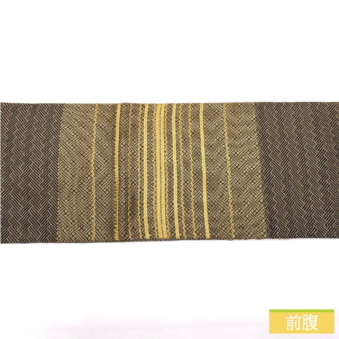 Fukuro Obi (Sash) - Pure Silk, Geometric Pattern, Length 444cm, S-Rank, Pointed Design, Gold, Semi-Formal, Item Number: 1123014772321