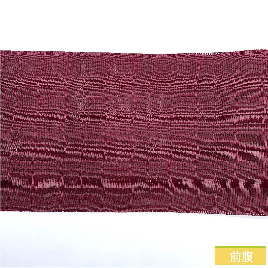 Nagoya obi, dark red, summer obi, silk, staggered stripes, obi length 357.5cm, pure silk, S rank, full length, casual, purple, 1124006032320, Matsuba style