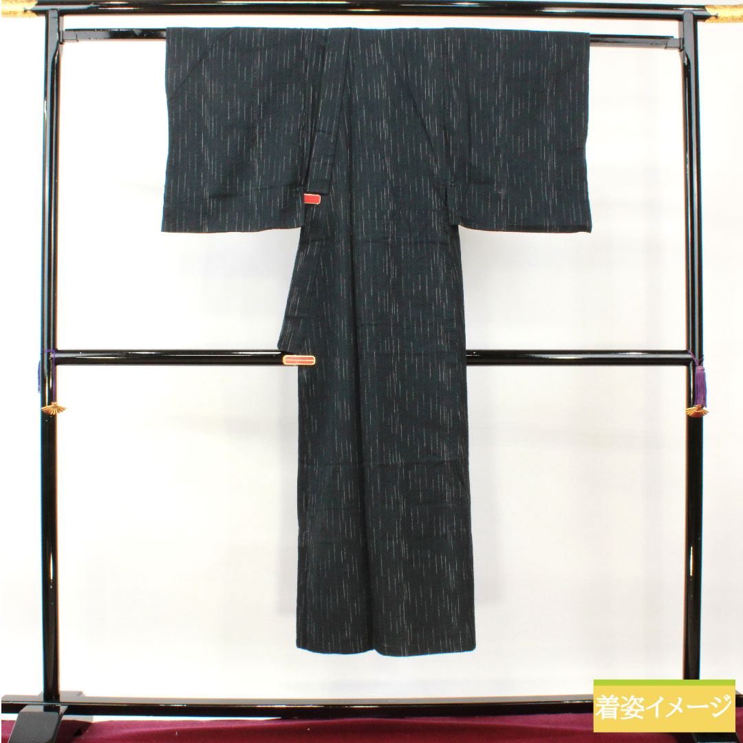 Men's Yukata Cotton Length 143.5cm Sleeve Length 62.5cm S Rank Unlined Black Patterned Stripes 1118005222410