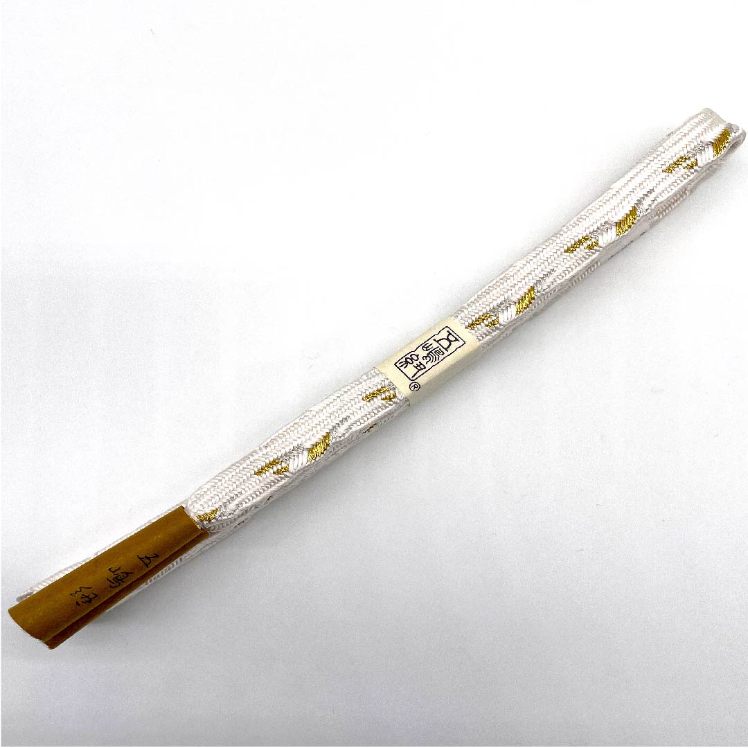 （新古品） 帯締め 正絹 四分紐 白色 五嶋紐 江戸組紐 金属糸使用 長さ約159cm 幅約1.5cm フォーマル Sランク 白系 1135000472311