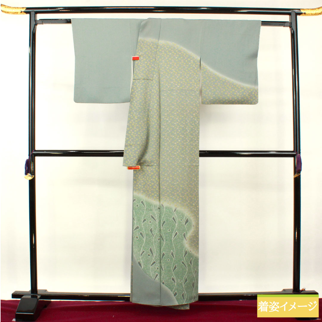 Homongi, pure silk, lined, length 157cm, sleeve length 64.5cm, agarwood brown, Kawamura Kyutaro, abstract pattern, embroidery, Kenshoen Guard processing, S rank, gray, 1112004032322