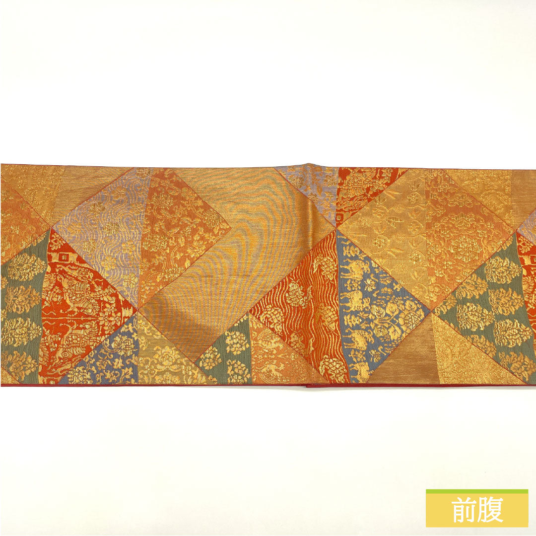 Fukuro Obi (Sash), Pure Silk, S-Rank, Auspicious Embroidery, Nishijin-ori, Length 440cm, Six-Ply, Semi-Formal, Brown, Item Number 1123016512314