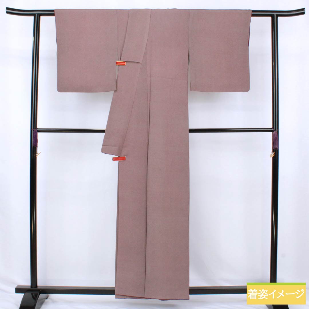 小紋 正絹 Aランク 身丈157cm 裄丈64cm 袷 小豆鼠色（あずきねずいろ） 江戸小紋 鮫小紋 丸に桔梗 一つ紋 グレー系 1115007333322