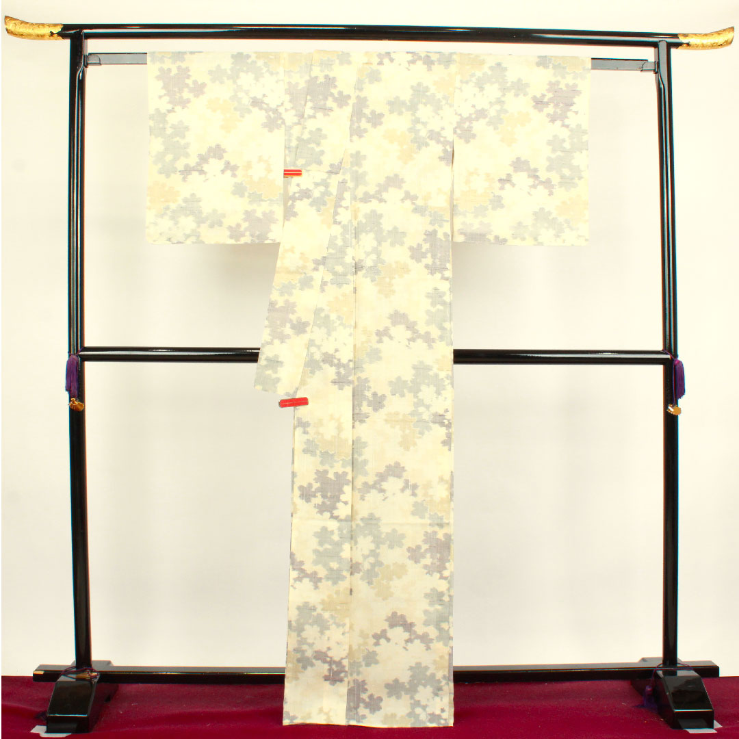 Raw tsumugi, Length 167cm, Sleeve length 66cm, Milky white, Abstract pattern, Pure silk, S rank, Single layer, Cream color, 1116002552515