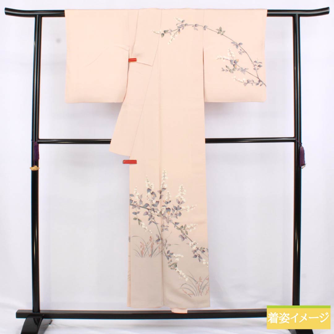 Visiting Kimono, Pure Silk, Grade A, Lined, Length 150.5cm, Sleeve Length 61cm, Otomeiro (Girl's Color), Kaga Yuzen, Floral, Pink, Product Number: 1112006203113