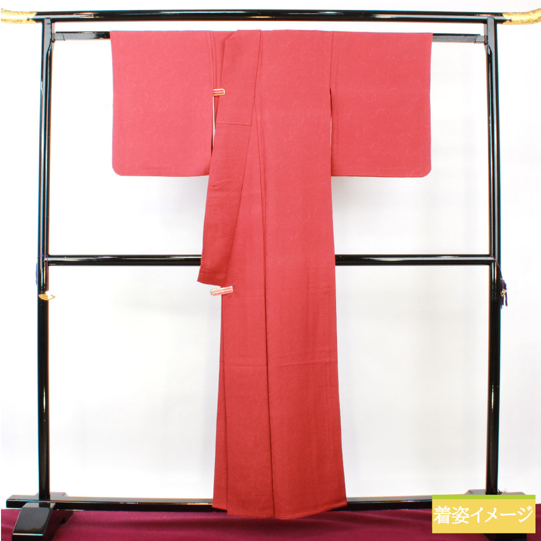 Plain color, pure silk, length 158cm, sleeve length 65.5cm, crimson, leaf pattern, ivy, single layer, A rank, red, 1114001503312