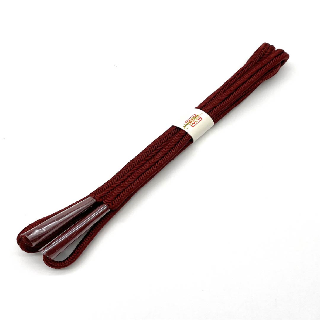 （新古品） 帯締め 正絹  深緋色（ふかきあけいろ） 冠組 新古品 長さ約167.5cm 幅約1cm セミフォーマル NEWランク 茶系 1135003701314