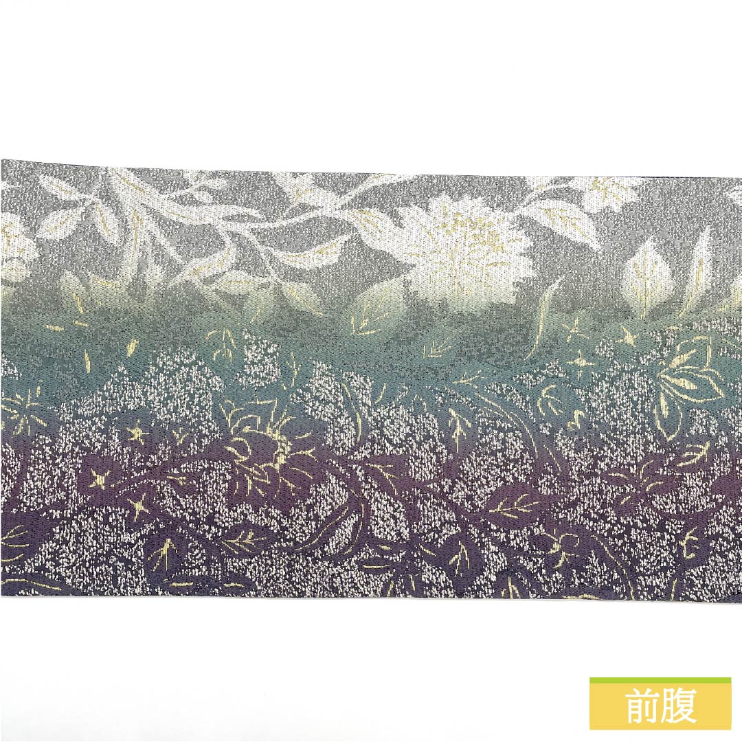 Fukuro Obi, pure silk, gradation, real mud dyeing, abstract flower, obi length 444cm, S rank, six-way, semi-formal, gradation style, 1123012232399