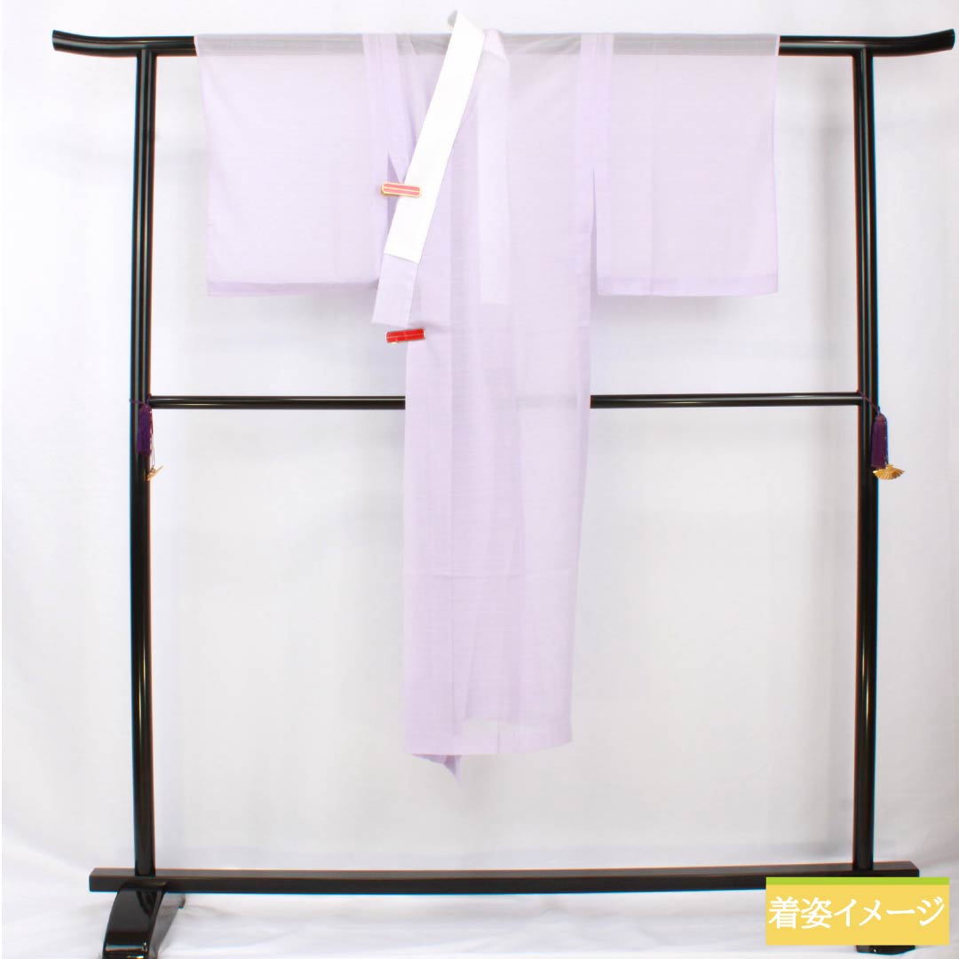 Summer polyester undergarment, length 129cm, sleeve length 65cm, light wisteria color, washable kimono, silk, S rank, purple, 1132002202120