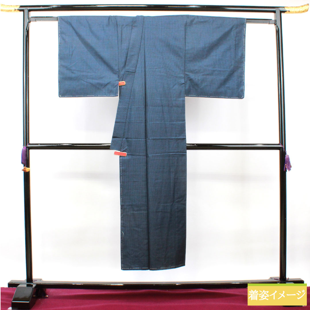 Men's pure silk, length 146cm, sleeve length 67.5cm, Oshima Tsumugi 100 tortoiseshell, with basting thread, unused, S rank, lined, navy blue, 1119000752418