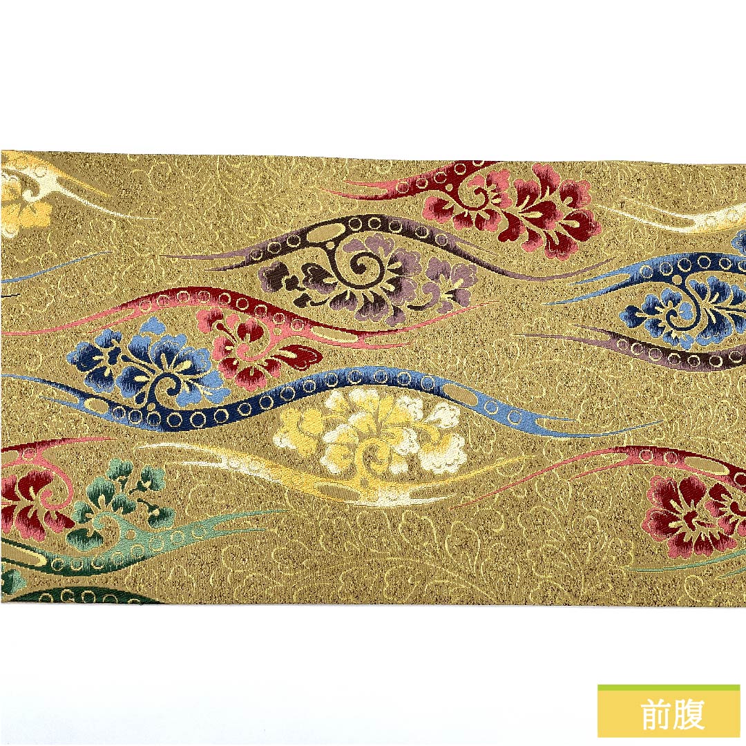 Fukuro Obi, Pure Silk, Karenoiro (Dry Field Color), Shiraayaen Oba, Tachiwaku, Abstract Flower Pattern, Obi Length 430cm, S Rank, Six-way, Semi-formal, Beige, 1123010822325
