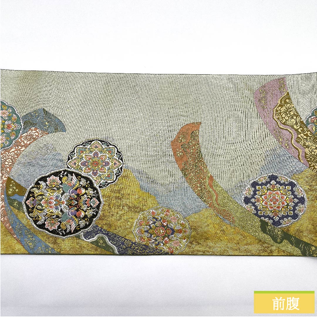 袋帯 玉虫色（たまむしいろ） 万華鏡 粋華紋 熨斗 帯丈436cm 正絹 Aランク 六通 フォーマル 金系 1123010233321
