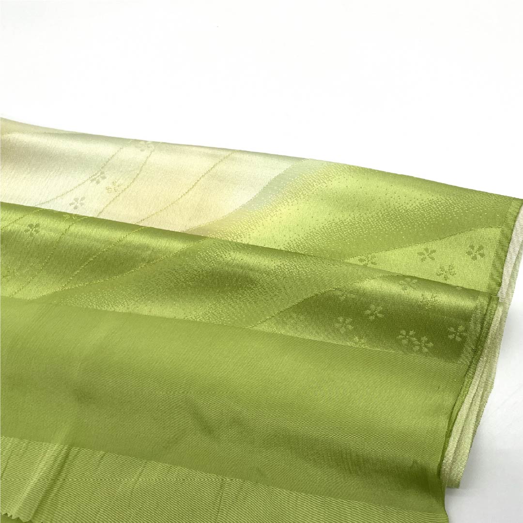 Obiage, pure silk, S rank, semi-formal, wakaba-iro (young leaf green), gradient, dochō-dori pattern, length approx. 176cm, width approx. 30cm, green family, 1136002592919