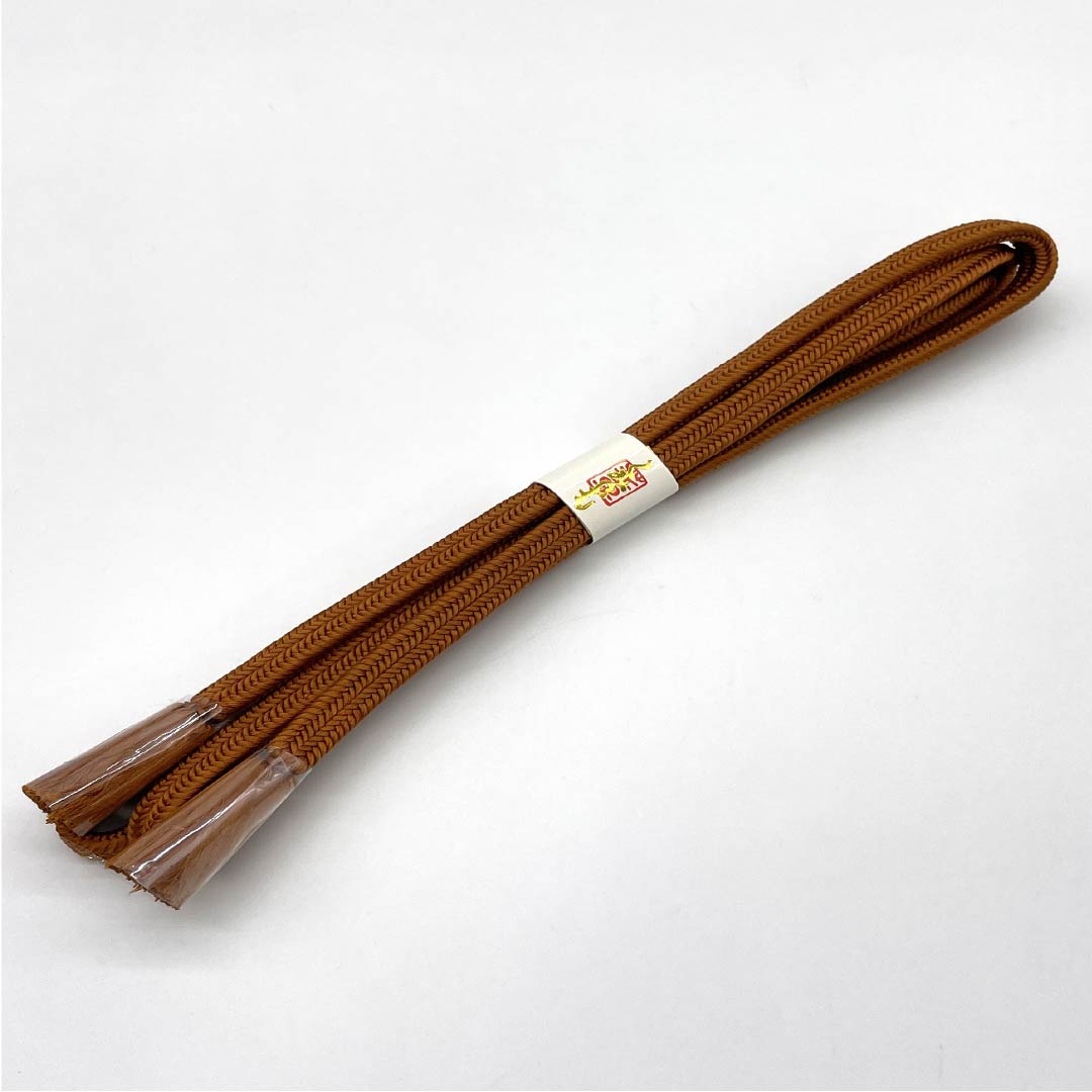（新古品） 帯締め 正絹  代赭色（たいしゃいろ） 冠組 新古品 長さ約162cm 幅約1cm セミフォーマル NEWランク 茶系 1135003641314