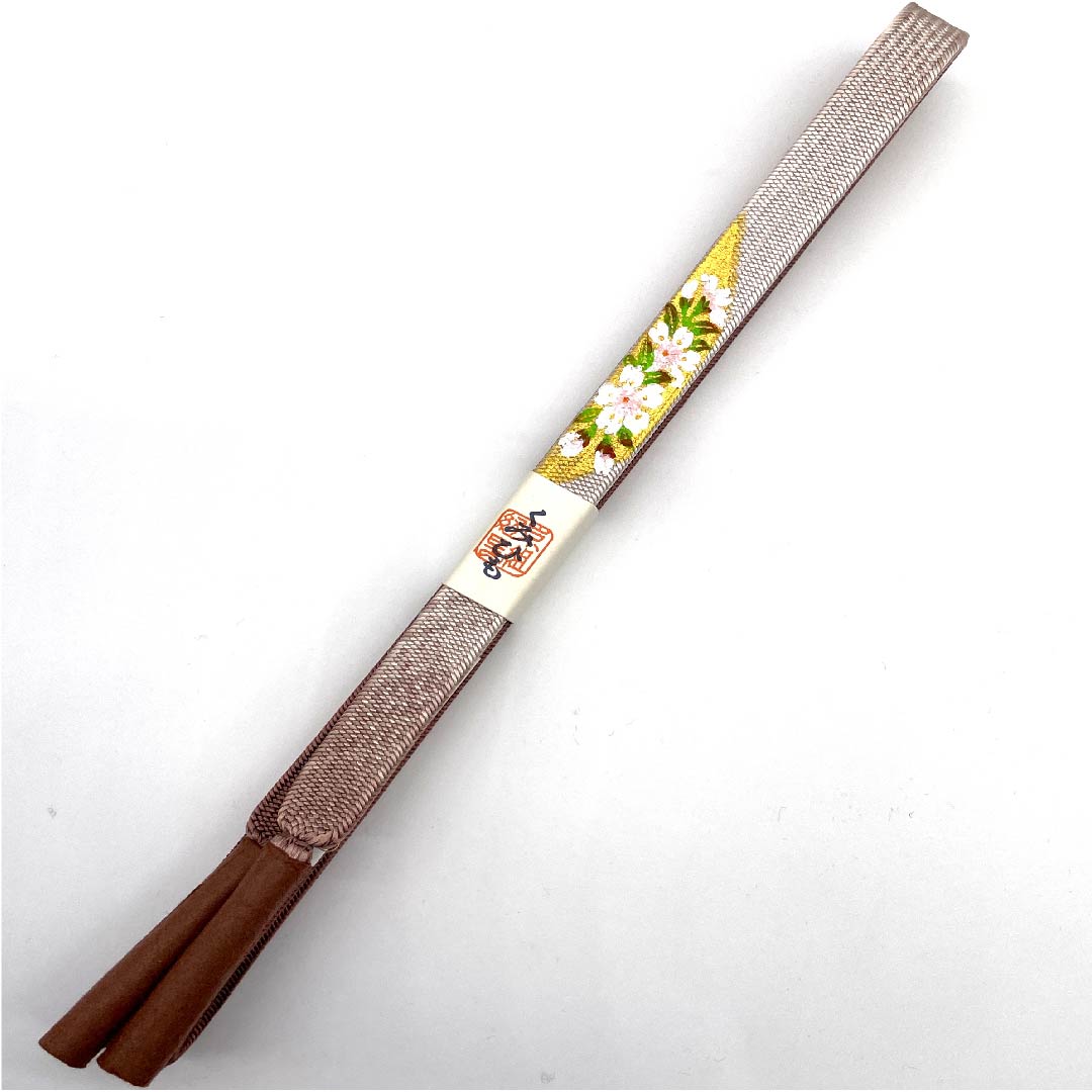 (New old stock) Silk obi-jime (sash fastener) - 4-part string - Red kite color - Cherry blossom - Nakamura Katsuun - Hand-painted - Length approx. 165cm - Width approx. 1.5cm - Semi-formal - S rank - Brown 1135000222314