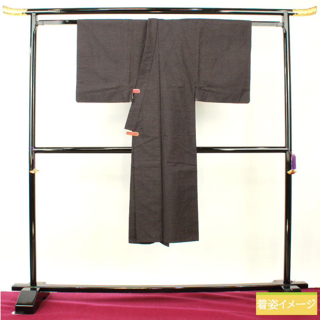 男物 正絹 身丈129cm 裄丈63.5cm 黒鼠色（くろねずいろ） 真綿紬 Sランク 袷 茶系 1119000852214