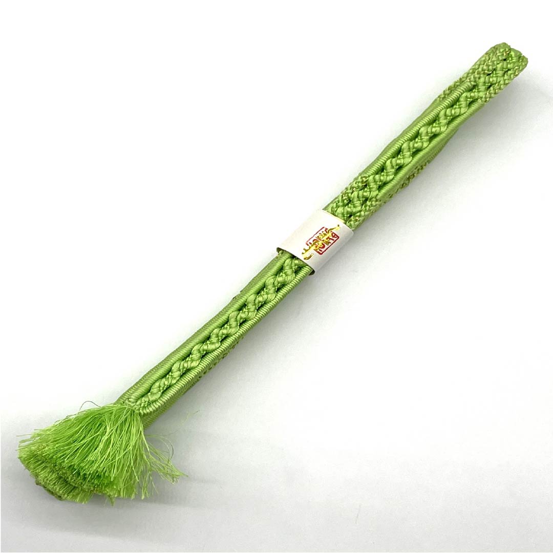Obijime (sash fastener) made of pure silk, young leaf color, lace, for single layer kimono, length approx. 153cm, width approx. 1.3cm, formal, S rank, green, 1135003472319