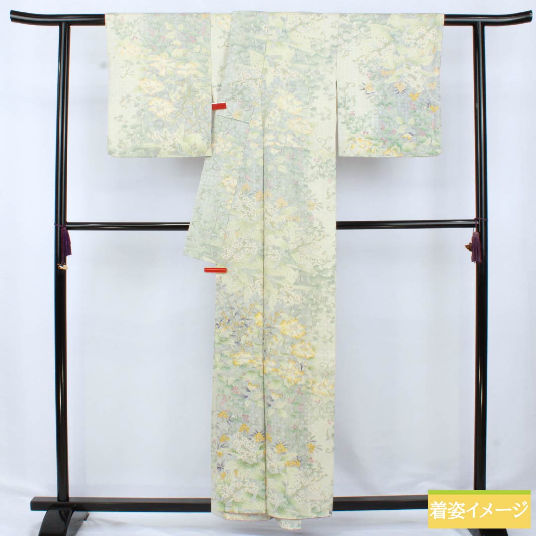 Visiting Kimono, Pure Silk, Grade A, Lined, Length 155.5cm, Sleeve Length 64.5cm, Floral Gradient Pattern, Product Number: 1112006143399