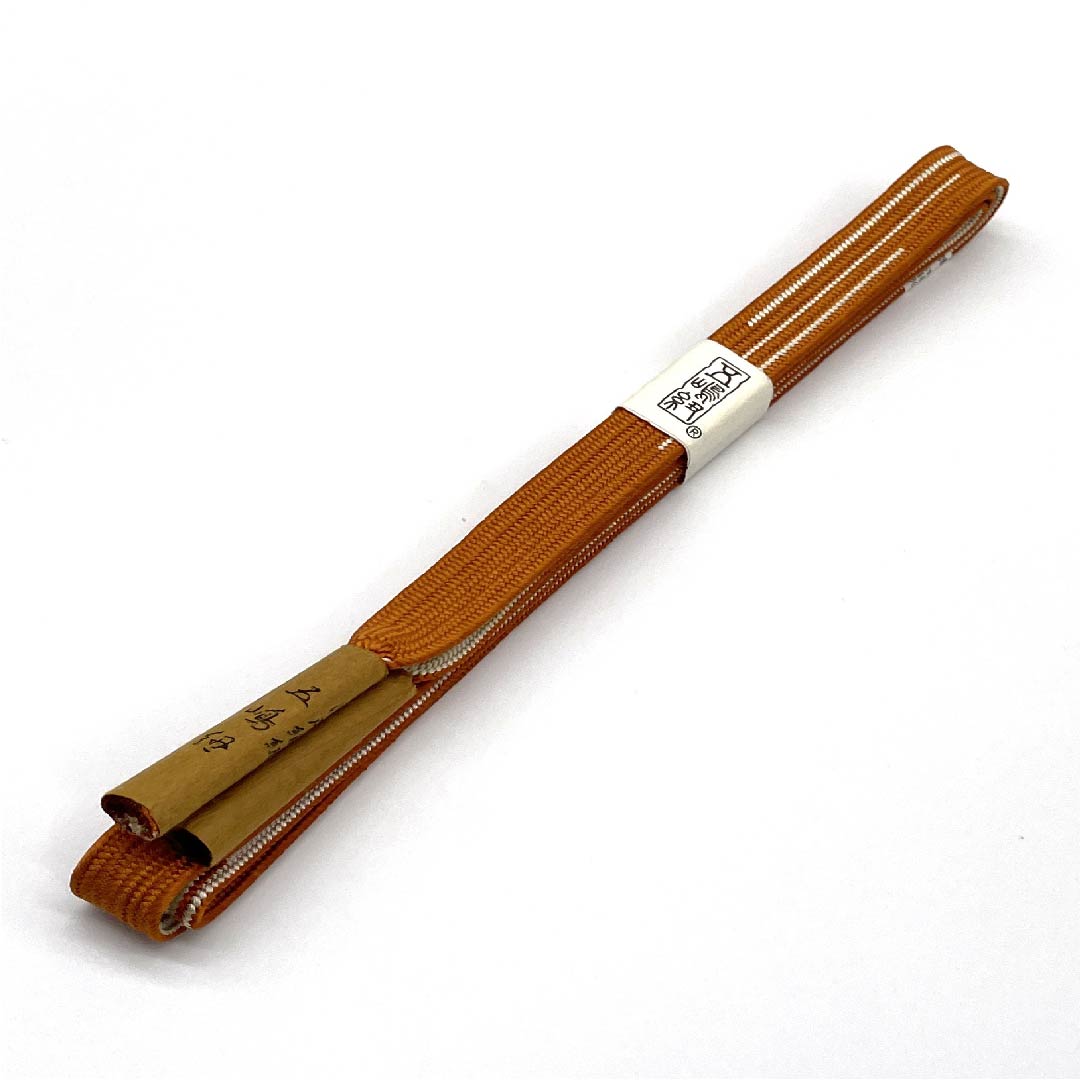 （新古品） 帯締め 正絹 四分紐 濃朽葉色（こいくちばいろ） 五嶋紐 江戸組紐 新古品 長さ約165cm 幅約1.7cm カジュアル Sランク 橙系 1135002972326