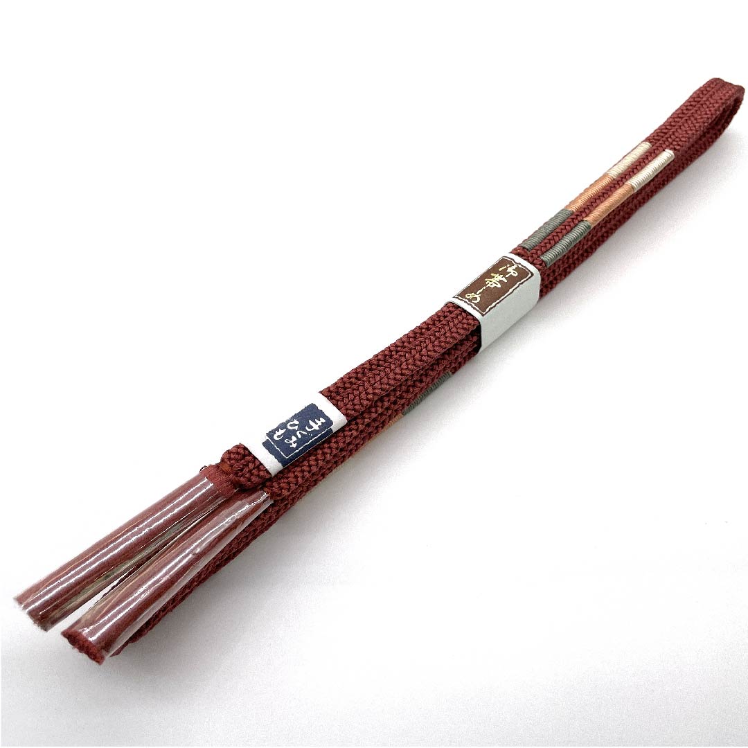 （新古品） 帯締め 正絹 四分紐 長春色（ちょうしゅんいろ） 手組紐 新古品  長さ約168cm 幅約1cm カジュアル Sランク ピンク系 1135001672913