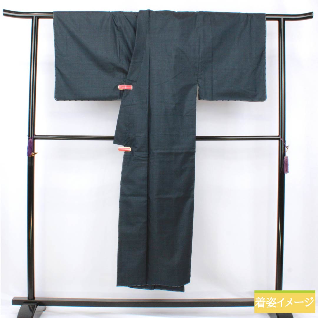 Men's silk S-rank kimono, length 145cm, sleeve length 72.5cm, Iced brown (ice-colored) Oshima Tsumugi 100 tortoiseshell pattern, lined, navy blue, with basting threads, product number 1119001442418