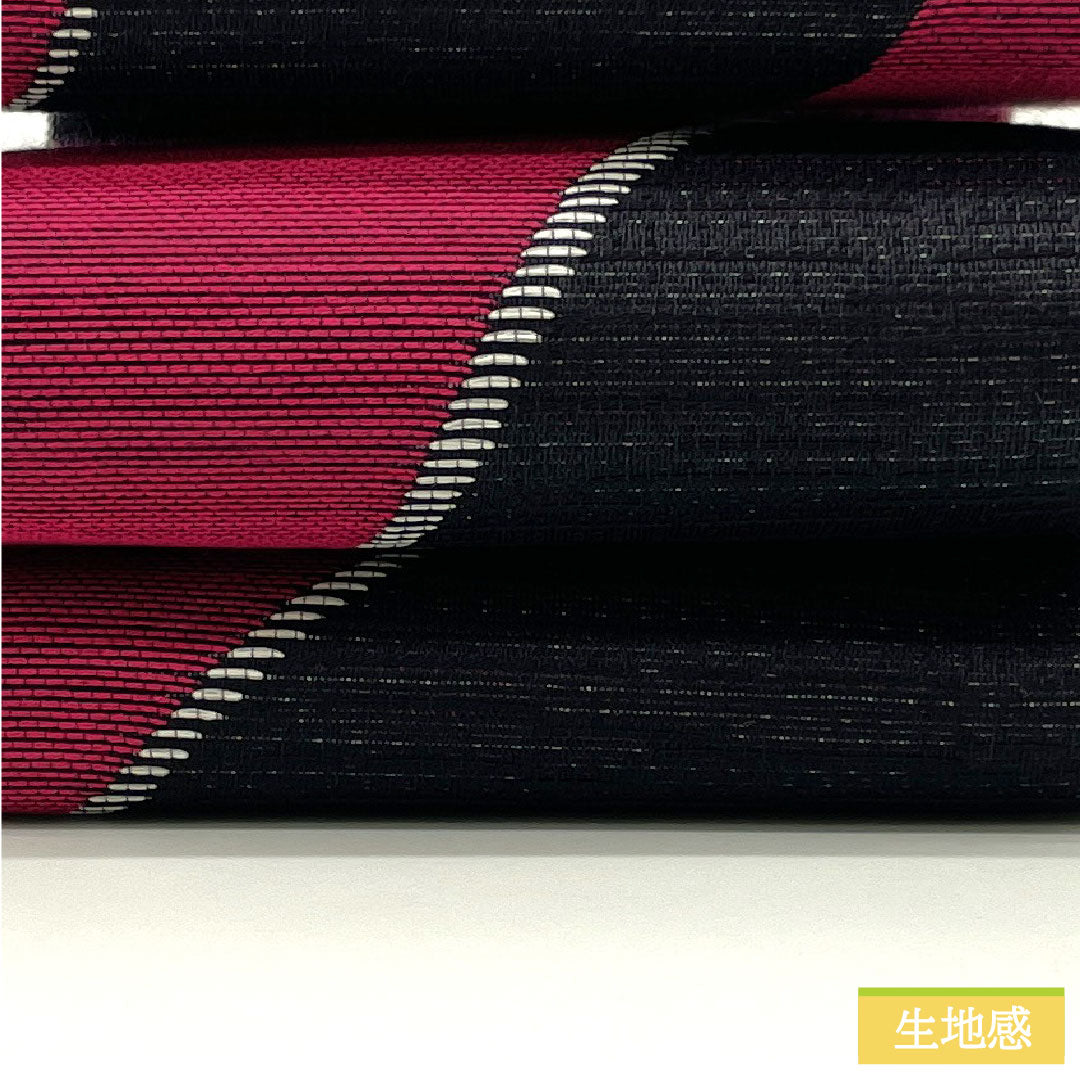(Brand new, unused) Pure silk obi, strawberry-colored, geometric pattern, full-length, 426cm long, 10cm wide, gradient finish. Product code: 1134000631999